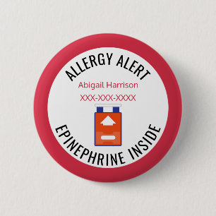 Kinder medische waarschuwing Allergie Epinefrine I Ronde Button 5,7 Cm