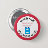 Kinder medische waarschuwing Allergie Epinefrine I Ronde Button 5,7 Cm (Voorkant /achterkant)