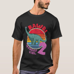 Kinder meisje 2de verjaardag ik Rawr! Brachiosauru T-shirt