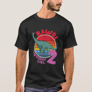 Kinder meisje 2de verjaardag ik Rawr! Brachiosauru T-shirt