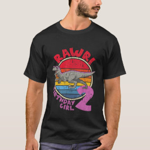 Kinder meisje 2de verjaardag ik Rawr! Velociraptor T-shirt