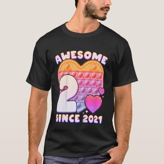Kinder meisje 2e verjaardag Geweldige sinds 2021 P T-shirt (Voorkant)