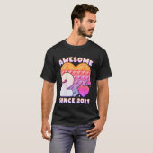 Kinder meisje 2e verjaardag Geweldige sinds 2021 P T-shirt (Voorkant volledig)