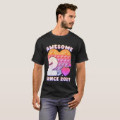 Kinder meisje 2e verjaardag Geweldige sinds 2021 P T-shirt (Voorkant volledig)