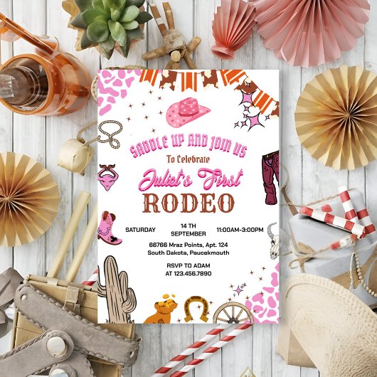 Kinder meisje afgerond eerste Rodeo 1e feestdag ve Kaart