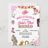 Kinder meisje afgerond eerste Rodeo 1e feestdag ve Kaart (Voorkant)