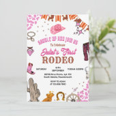 Kinder meisje afgerond eerste Rodeo 1e feestdag ve Kaart (Staand voorkant)