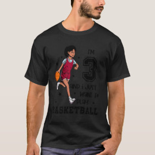 Kinder Meisje speelt basketbal Ik ben 3 1 T-shirt