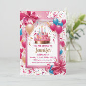 Kinder (Meisje) Verjaardagsuitnodigingskaart Kaart (Staand voorkant)