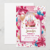 Kinder (Meisje) Verjaardagsuitnodigingskaart Kaart (Voorkant / Achterkant)