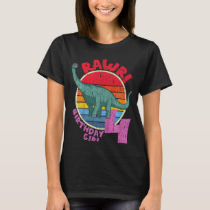 Kinder meisje, vierde verjaardag, Rawr! Brachiosau T-shirt