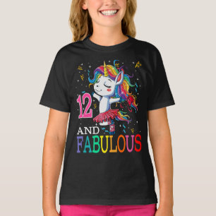 Kinder meisjes 12e verjaardag Unicorn Fabulous 12  T-shirt