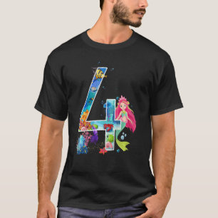 Kinder Meisjes 4e Verjaardag Zeemeermin 4 Jaar Oud T-shirt