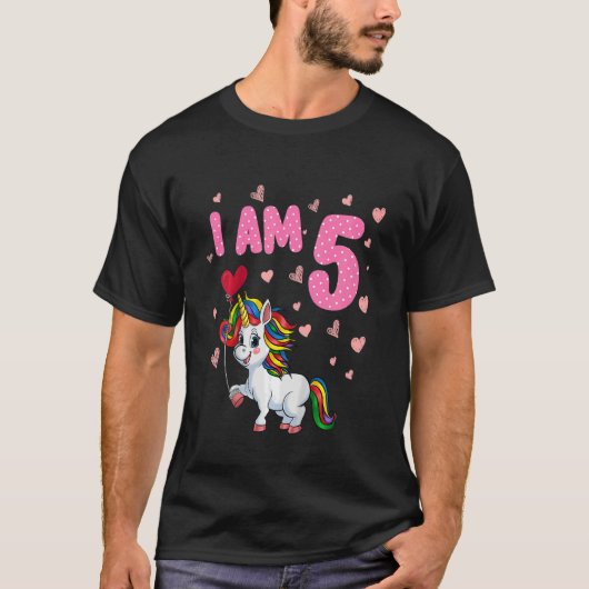 Kinder meisjes 5 jaar oud prinses Unicorn T-shirt (Voorkant)