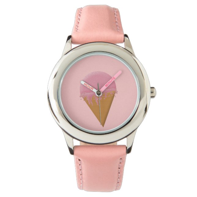 Kinder meisjes Aardbei Ice Cone Bekijk roze Horloge (Voorkant)