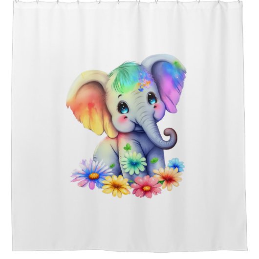 Kinder meisjes Elephant Bathroom Showgordijn Douchegordijn (Voorkant)