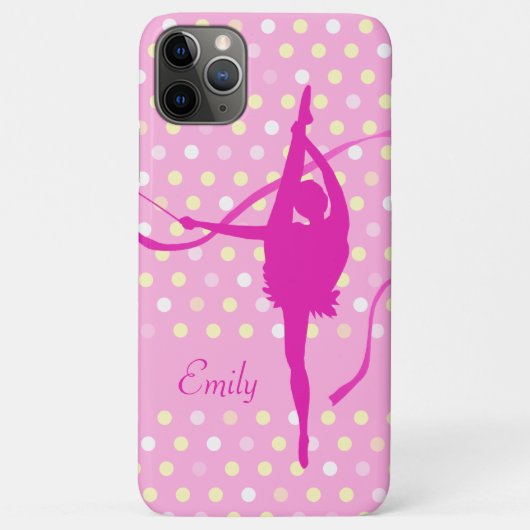 Kinder meisjes genaamd gymnast polka stip roze Case-Mate iPhone case (Achterkant)