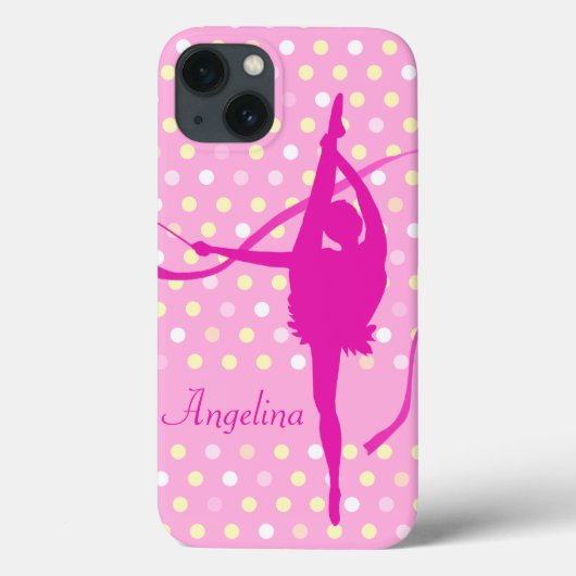 Kinder meisjes genaamd gymnast polka stip roze Case-Mate iPhone case (Achterkant)