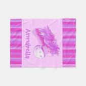 Kinder meisjes genaamd pony roze paarse flitsstrep fleece deken (Voorkant (Horizontaal))