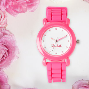 Kinder Meisjes Modern Schattige Roze Aangepaste Na Horloge