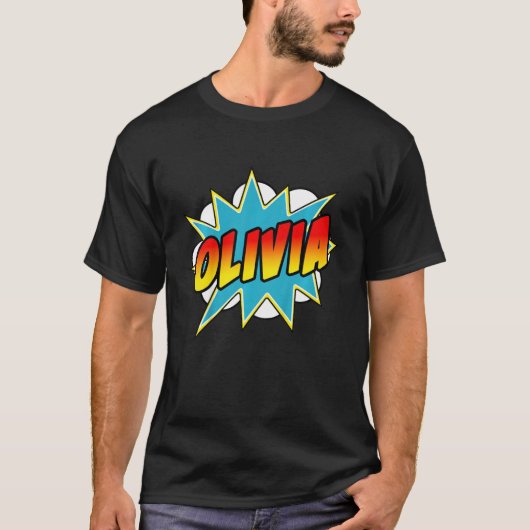 Kinder meisjes Olivia Name Comic Book Superheld T-shirt (Voorkant)