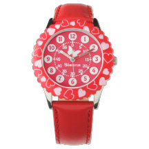 Kinder meisjes rood & wit toevoegen jouw naam pols