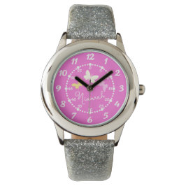 Kinder meisjes roze drie vlinders en noem het horl horloge