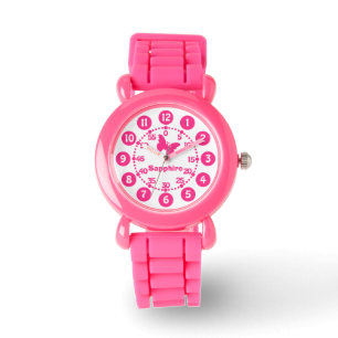 Kinder meisjes roze & wit Toevoegen jouw naam pols Horloge