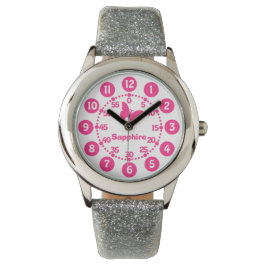 Kinder meisjes roze & wit Toevoegen jouw naam pols Horloge