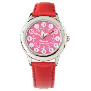 Kinder meisjes roze & witte volledige naam polssta horloge