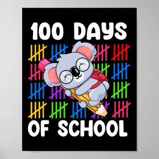 Kinder meisjes Schattige Koala potlood 100 dagen v Poster (Voorkant)