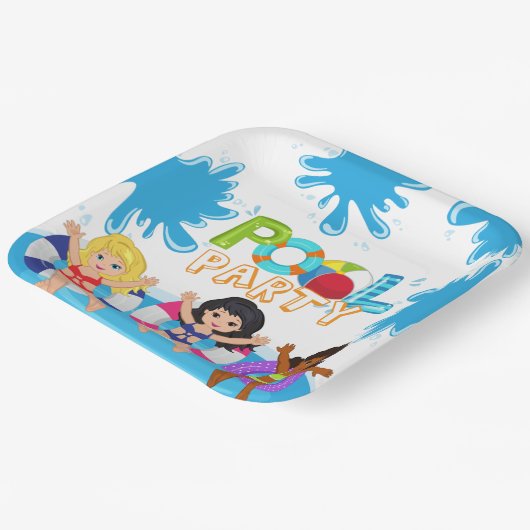 Kinder meisjespool papieren bordje (Gebogen)