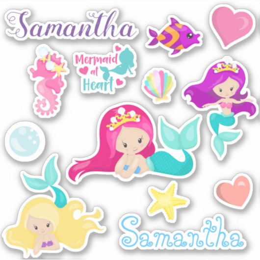 Kinder Mermaid Friends Personalized Fun set Sticker (Voorkant)
