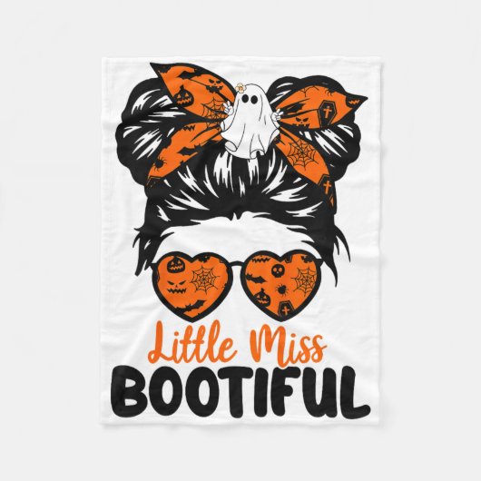 Kinder Messy Bun Little Miss Bootiful Boo Hallowee Fleece Deken (Voorkant)