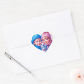 Kinder met blauw en roze Kittens Kerst Hart Sticker (Envelop)