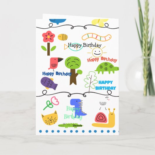 Kinder met dieren gelijkgestelde trektekeningen (B Bedankkaart (Achterkant)