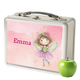 Kinder metalen lunchbox - gepersonaliseerde roze f