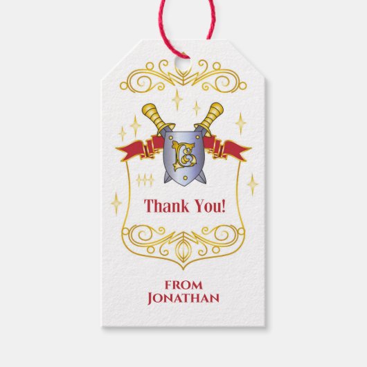 Kinder middeleeuwse Labels voor schilden en zwaard Cadeaulabel (Voorkant)