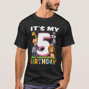 Kinder mijn 5e verjaardag dierentuin Oerwoud Safar T-shirt