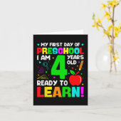 Kinder mijn eerste dag van de kleuterschool 4 jaar kaart (Gele Bloem)