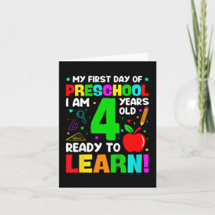 Kinder mijn eerste dag van de kleuterschool 4 jaar kaart