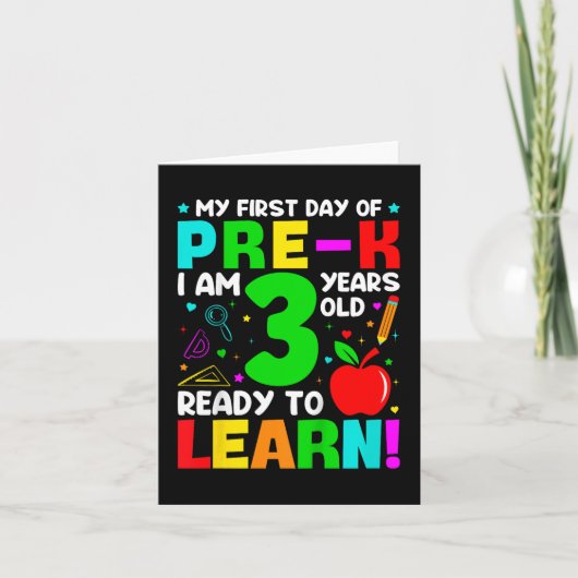 Kinder mijn eerste dag van pre-k 3 jaar oude eerst kaart (Voorkant)