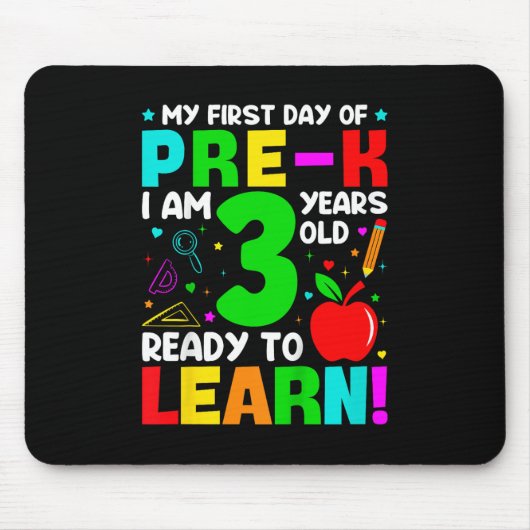 Kinder mijn eerste dag van pre-k 3 jaar oude eerst muismat (Voorkant)
