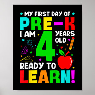Kinder mijn eerste dag van pre-k 4 jaar oude eerst poster
