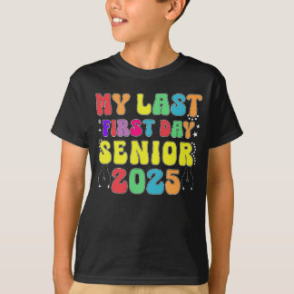 Kinder Mijn Laatste Eerste Dag Senior 2025 Groovy T-shirt