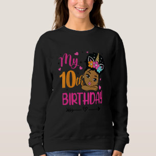 Kinder mijn tiende verjaardag Unicorn Black Girl B Trui
