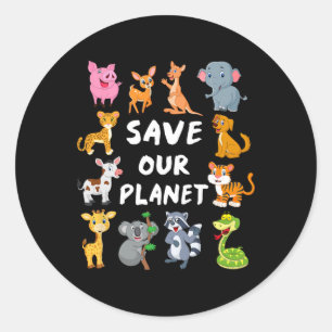 Kinder milieu-Shirt met schattige dieren voor het  Ronde Sticker