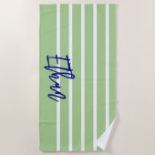 Kinder minimalistische groene en marineblauwe jong strandlaken (Voorkant)