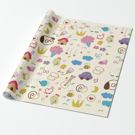 Kinder modderpatroon bevestigen cadeaupapier (Uitgerold)