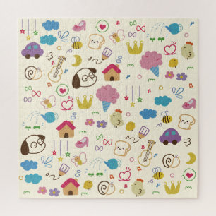 Kinder modderpatroon bevestigen legpuzzel
